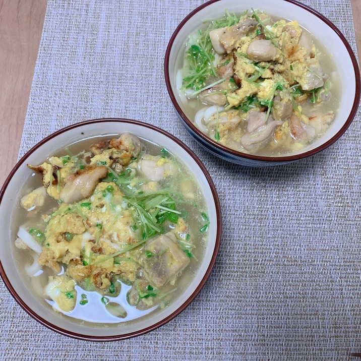 豆苗と作る玉子とじうどん